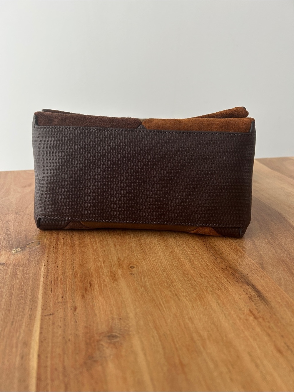 Brown Suede Patchwork Shoulder Bag - Picture 4 of 6